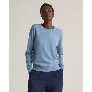 Quince 100% Mongolian Cashmere Sweater Blue Faded Denim Crewneck Womens Sz Small